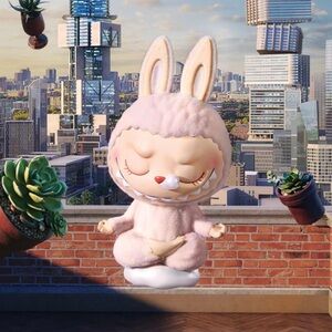 💤 The Monsters Lazy Yoga Series Figure - Sleeping - Pink Labubu Figurine